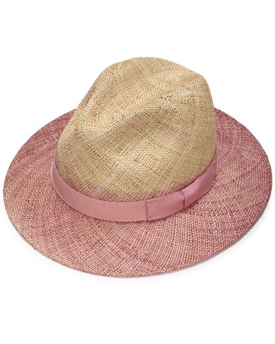 Justine Hats Pink Straw Fedora Hat