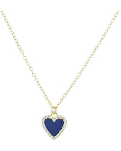 KAMARIA Mini Blue Lapis Lazuli Heart Necklace With Crystals - Metallic