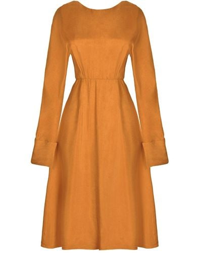 Sarvin Shay Mustard Yellow Dress - Brown