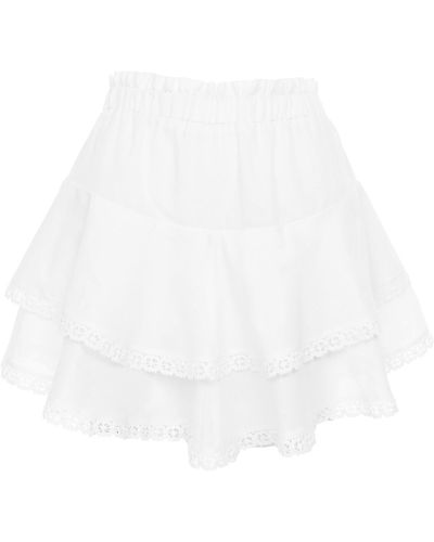 Framboise Malena Linnen Short Skirt - White