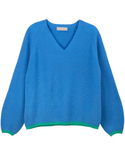 Cove Tori Ribbed V Neck Sweater - Blue