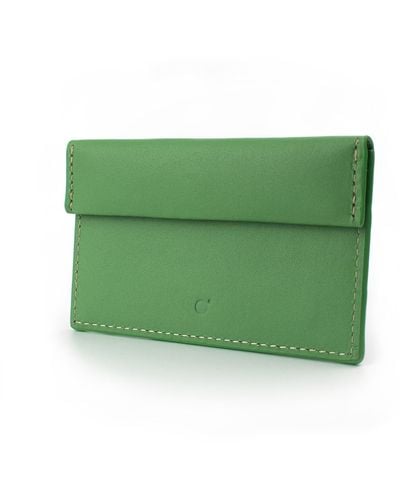 godi. Handmade Compact Leather Coin And Card Holder - Green