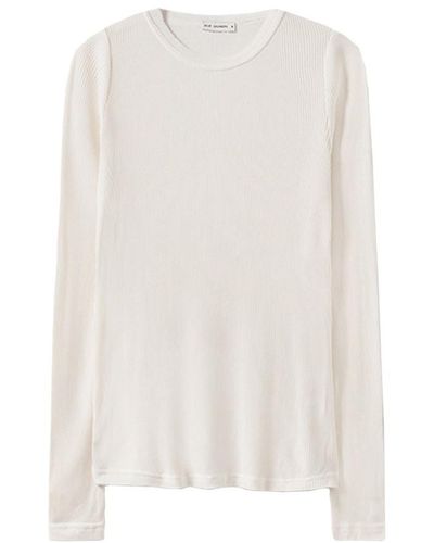 SILK LAUNDRY Ribbed Long Sleeve Top - White