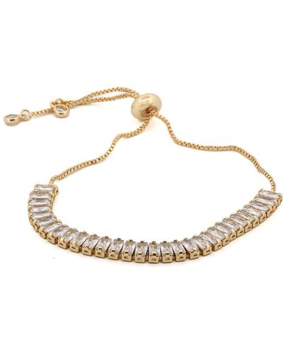 Ebru Jewelry Baguette Diamond Adjustable Fashion Bracelet - Metallic