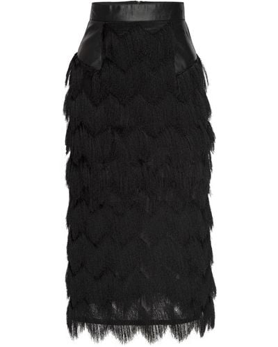 LAHIVE Valentina Noir Fringe Skirt In Multi-lengths - Black