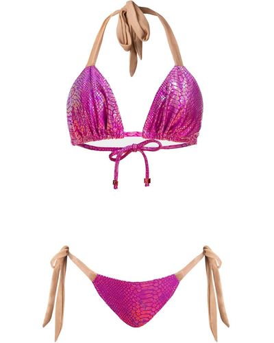 ELIN RITTER IBIZA Fuchsia Magenta Pink Metallic Bikini Set Mari Leah Bougainvillea - Purple