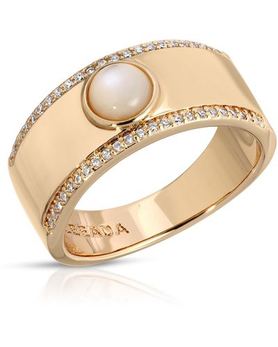 Leeada Jewelry Fortuna Cigar Ring Pearl - Metallic