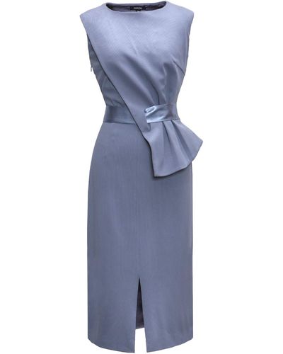 Smart and Joy Asymmetric Peplum Dress - Blue