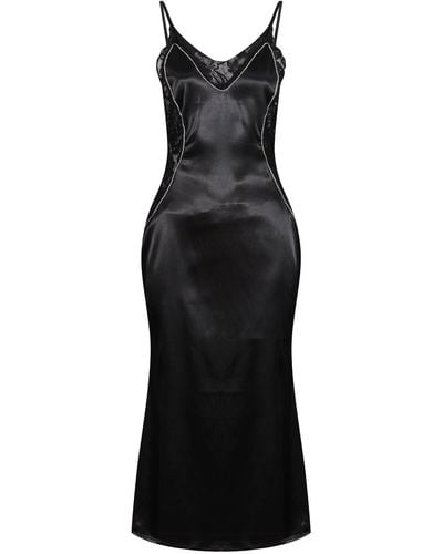 Storm Label Scarfina Satin, Lace & Crystal Dress - Black