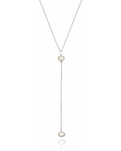 Lily & Roo Pearl Lariat Necklace - Metallic