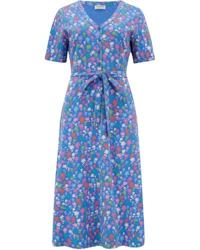 Sugarhill Raphaela Jersey Midi Dress , Rainbow Floral - Blue