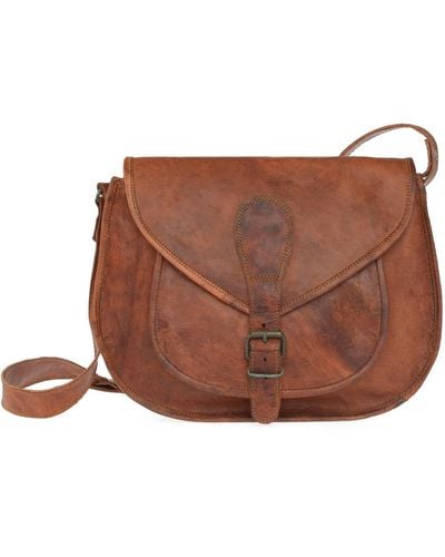 VIDA VIDA Vida Vintage Leather Saddle Bag Large - Brown