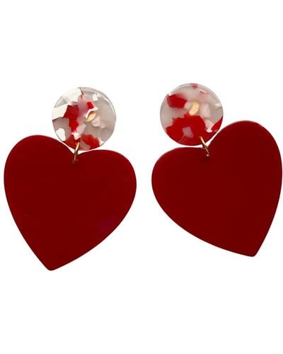 CLOSET REHAB Xl Heart Earrings In Hot Love - Red
