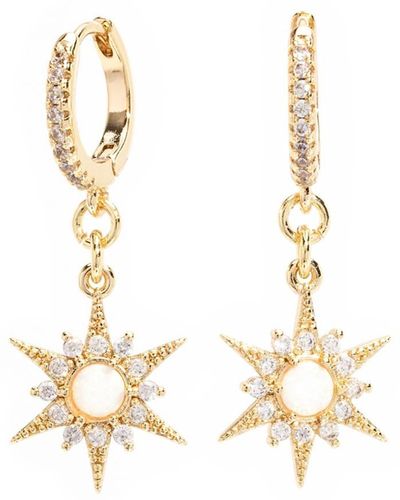 The Essential Jewels Opal Filled huggie Drop Earrings - Metallic