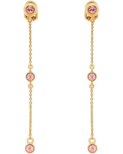 Emma Holland Jewellery Rose Crystal Chain Drop Clip Earrings - Metallic
