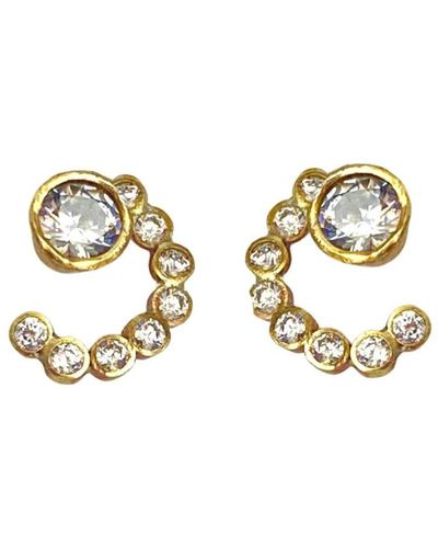 Lily Flo Jewellery Cosmolyte Diamond Stud Earrings - Metallic