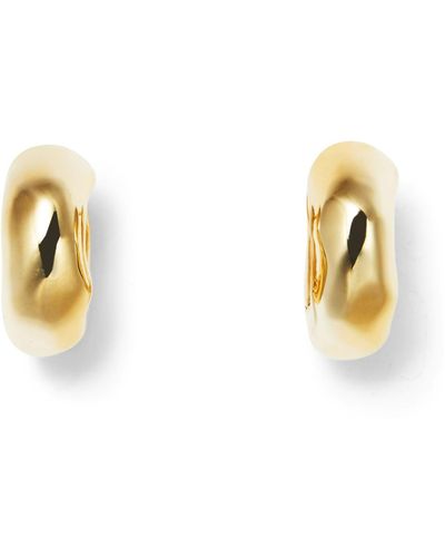 Undefined Jewelry Faceted Hoop Earrings Gold - Metallic