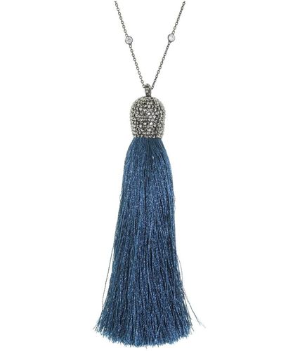 Cosanuova Royal Blue Silk Tassel Necklace
