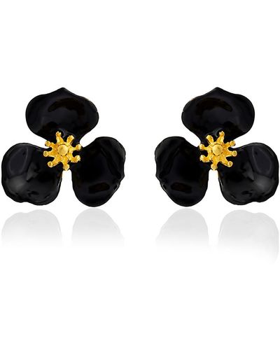 Milou Jewelry Bloom Flower Earrings - Black