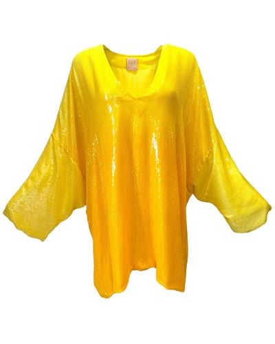 Julia Clancey Veronica Sunshine Limon Sequin Mini Kaftan Dress - Yellow