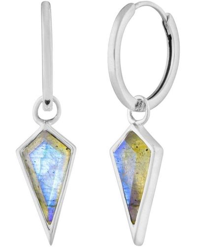 Zohreh V. Jewellery Labradorite Rhombus Hoop Earrings Sterling Silver - Blue