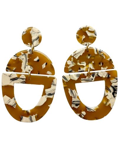 CLOSET REHAB Open Tab Drop Earrings In Busy Bee - Metallic