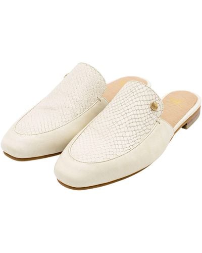 Stivali New York Bond Slip On Mules In Ivory Croc Embossed Leather - Natural