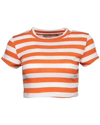 Bee & Alpaca Striped Crop T-shirt - Orange