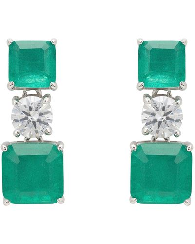 LÁTELITA London Penelope Drop Earrings Colombian Emerald Silver - Green