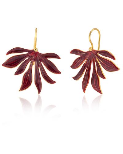 Milou Jewelry Leaf Earrings - Red
