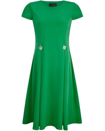 James Lakeland Cap Sleeve Button Midi Dress - Green