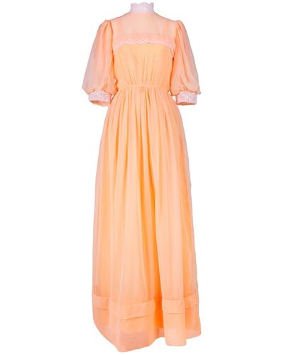 Sugar Cream Vintage Embroidered Vintage Coral Pink Cotton Dress - Orange