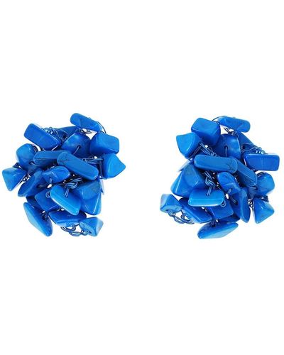 Lavish by Tricia Milaneze Azurite Mix Rocks Posts Handmade Crochet Earrings - Blue
