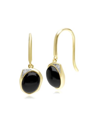 Gemondo Irregular Onyx & Diamond Drop Hook Earrings - Black