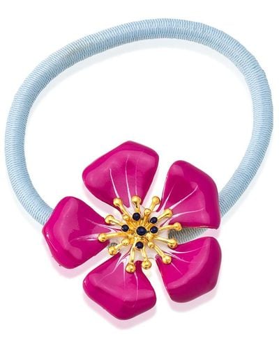 Milou Jewelry Raspberry Pink Primrose Flower-embellished Ponytail Holder