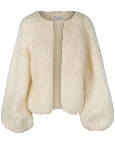 tirillm "soy" H& Knitted Chunky Mohair Cardigan Off - Natural