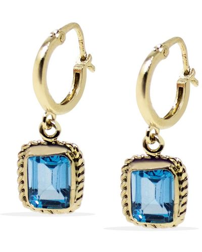 Vintouch Italy Luccichio Gold Vermeil Blue Topaz Hoop Earrings