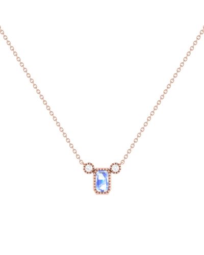 LMJ Emerald Cut Tanzanite & Diamond Birthstone Necklace In 14k Rose Gold - Blue