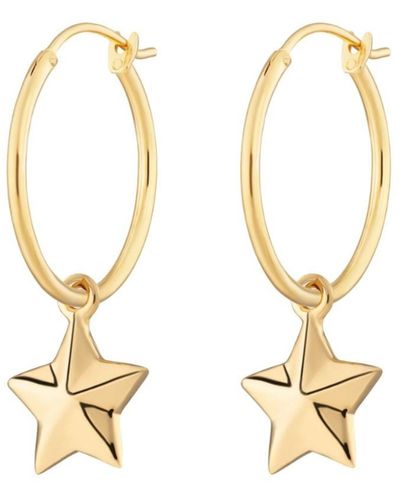 Lily Charmed Plated Faceted Star Charm Hoop Earrings - Metallic
