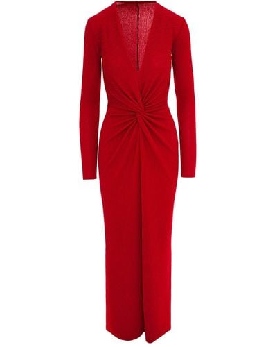 ROSERRY Mallorca Glitter Slinky Jersey Maxi Dress In - Red