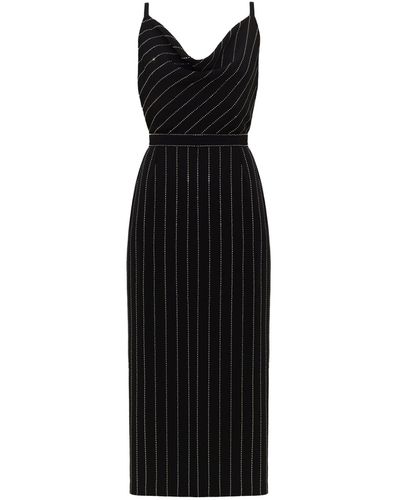 UNDRESS Kamea Rhinestone Fabric Cowl Neck Midi Dress - Black