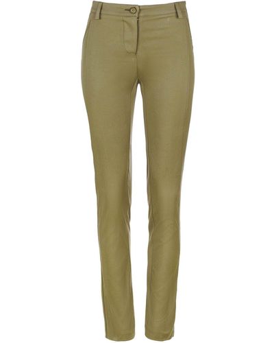 Conquista Olive Fitted Full Length Pants - Green
