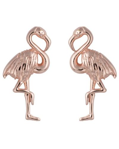 Lily Charmed Plated Flamingo Stud Earrings - Metallic