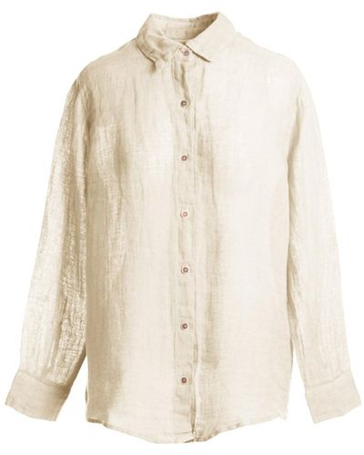 Haris Cotton Neutrals Linen Gauze Shirt - Natural