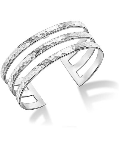 Dower & Hall Triple Bar Nomad Cuff In Sterling - Metallic