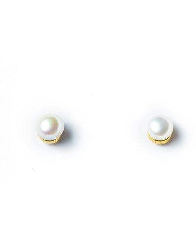EUNOIA Jewels The Apollo Studs 24k Gold Plated Freshwater Pearls Studs - Blue
