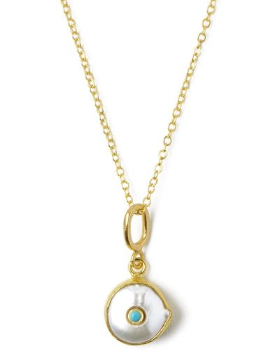 Ottoman Hands Amalfi Pearl Pendant Necklace - Metallic