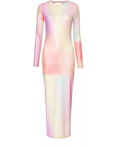 Amy Lynn Carolina Multi Sheer Embellished Maxi Dress - Pink