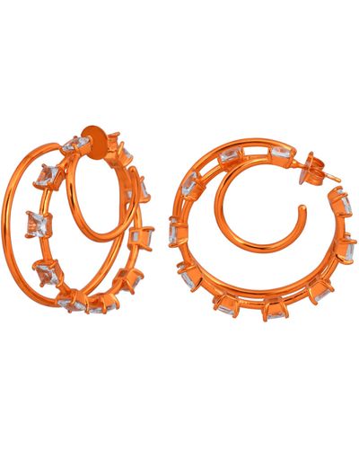 Lavani Jewels Motoko Orange Triple Hoops