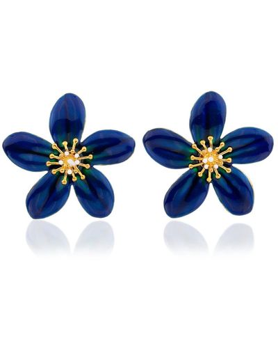 Milou Jewelry Navy Scarlet Flower Earrings - Blue